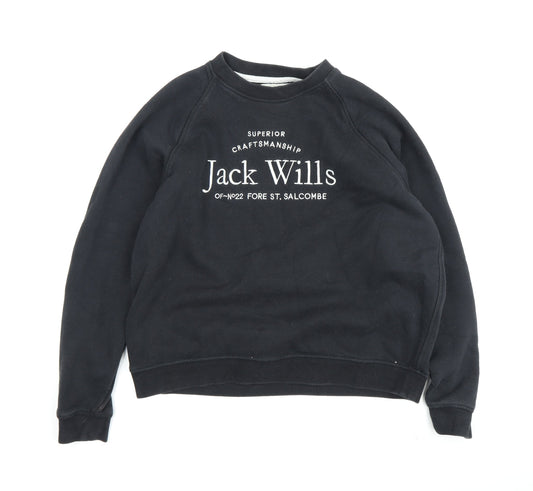Womens UK 16 Regular Jack Wills Black Pullover Sweatshirt