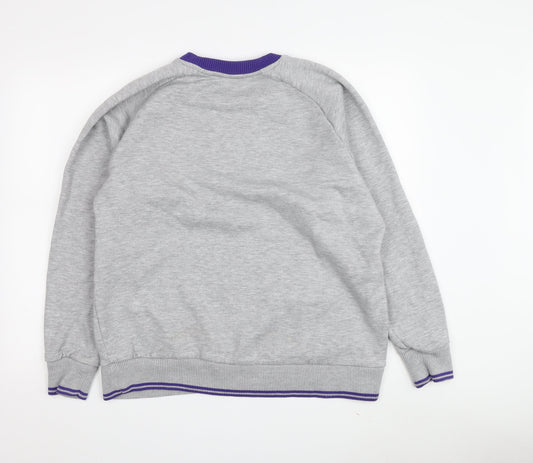 Womens UK L Relaxed Lonsdale Grey Pullover Sweatshirt