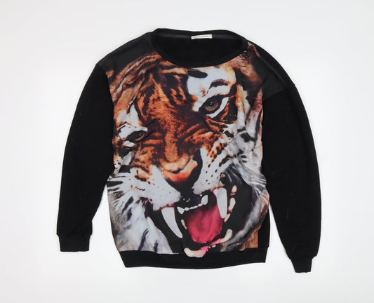 Brave Womens Soul Black Animal Print Long Sleeve Jersey