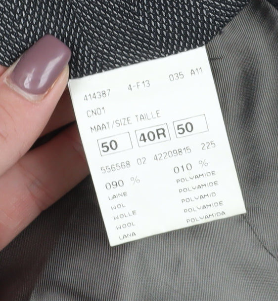Brand and care label for Van Gils Men's Grey Striped Blazer 40R Single-Breasted