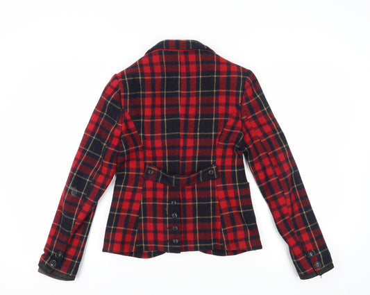 Superdry Women's Red Plaid Blazer, Size S, Classic Style