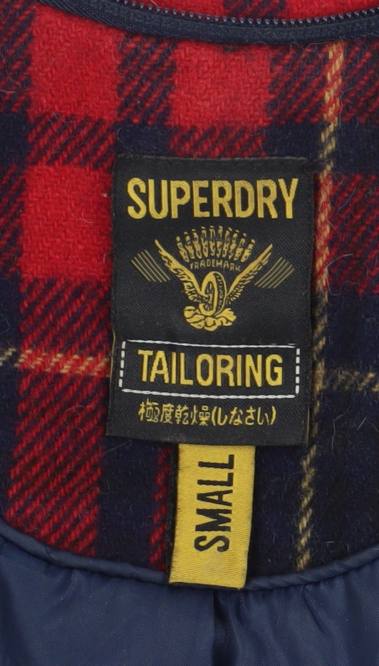 Superdry Women's Red Plaid Blazer, Size S, Classic Style