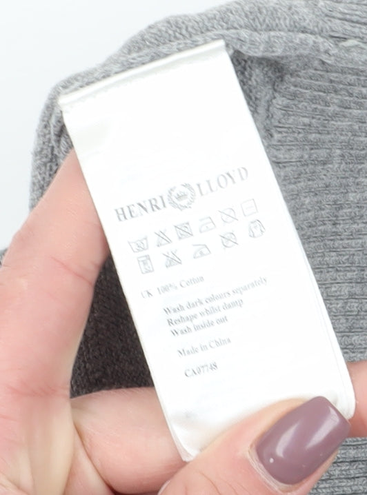 Henri Lloyd Men's Grey V-Neck Cotton Pullover Jumper M