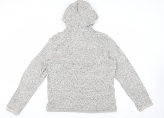 Fat Face Men's Grey 1/4 Zip Hooded Knit Hoodie M