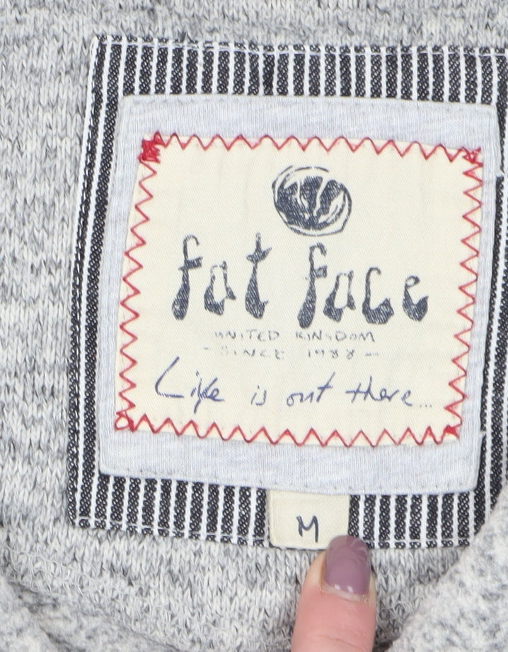 Fat Face Men's Grey 1/4 Zip Hooded Knit Hoodie M