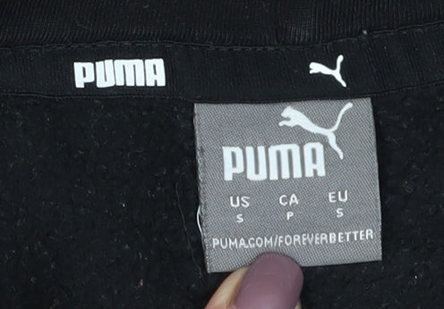 Puma Unisex Black Hoodie, Size 5, Logo Accents