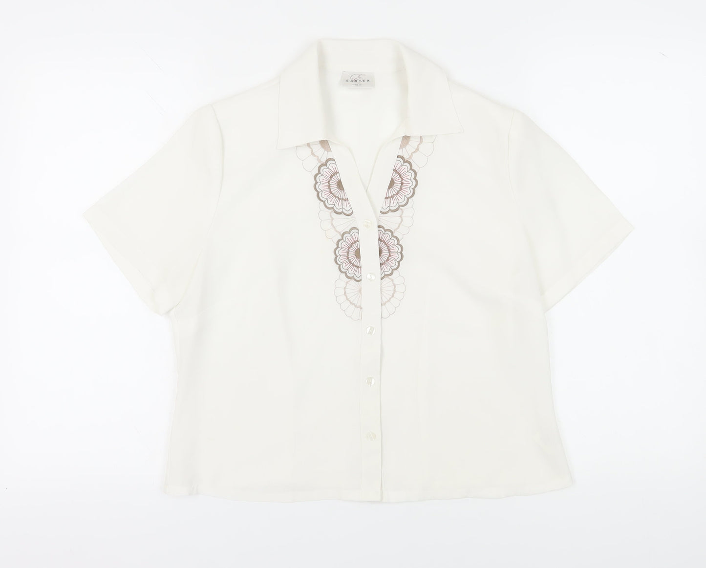 Eastex Women's White Embroidered Button-Up Shirt