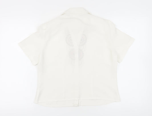 Eastex Women's White Embroidered Button-Up Shirt