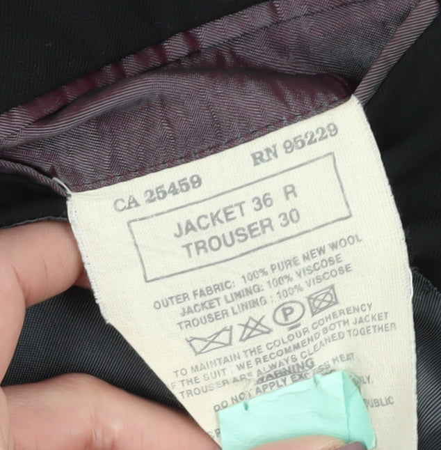 Ted Baker Men's Black Wool Suit Jacket 36 R Formal
