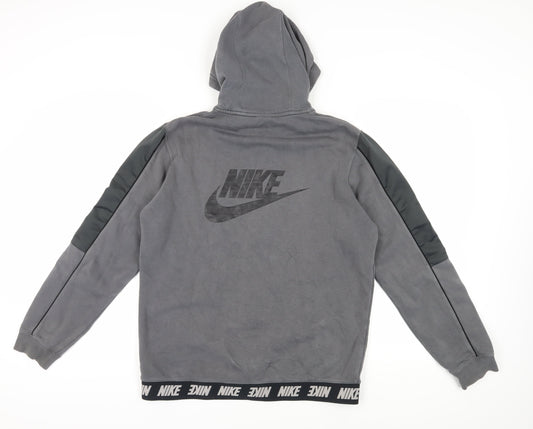 Nike Men's Grey Full Zip Hoodie L Sports Style