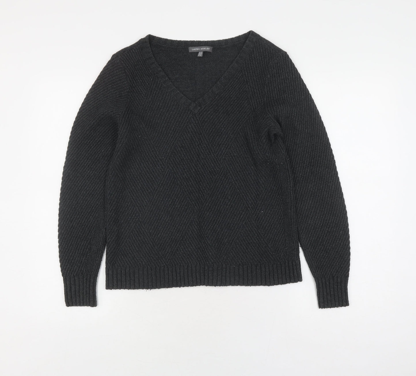 Laura Ashley Women's Black Pullover V-Neck Jumper Size 12