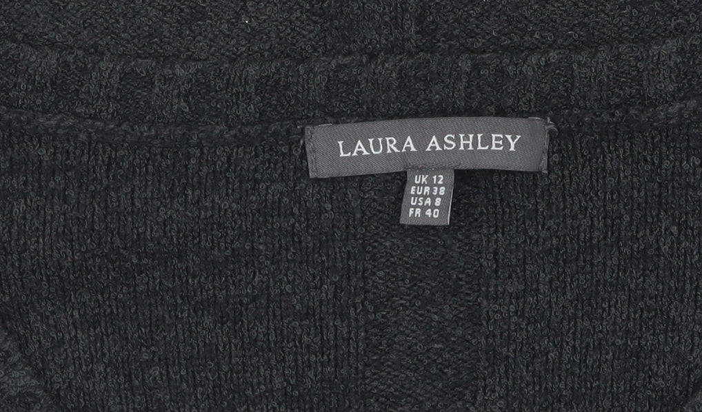 Laura Ashley Women's Black Pullover V-Neck Jumper Size 12