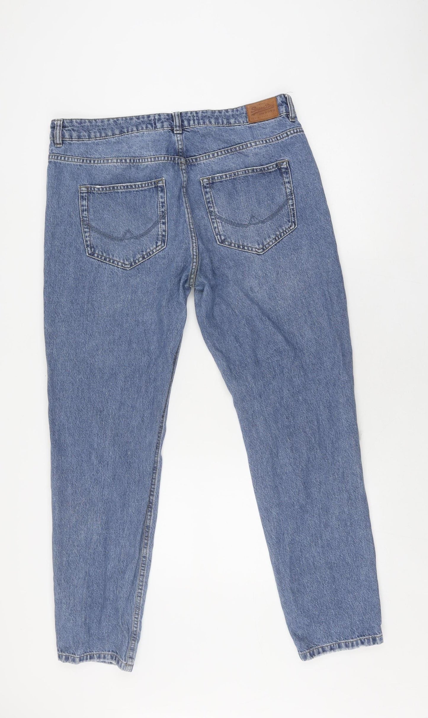 Superdry Women's Blue Boyfriend Jeans M Relaxed Fit