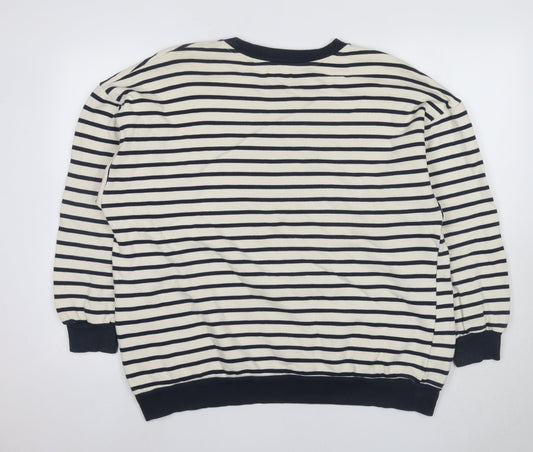 Pacific Republic Unisex Ivory Striped Medium Sweatshirt
