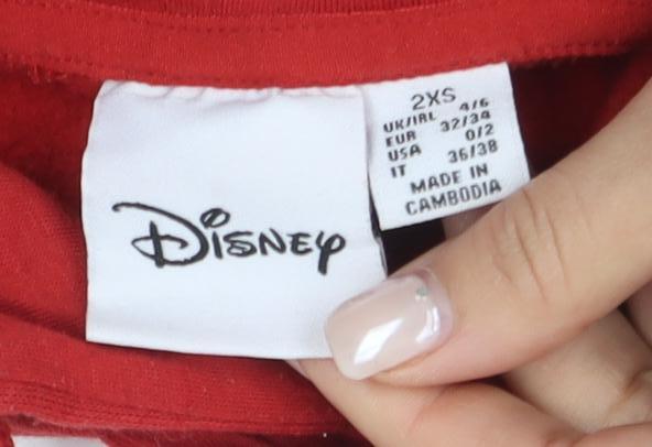 Disney Women's Red Pullover Hoodie 2XS Cotton Blend