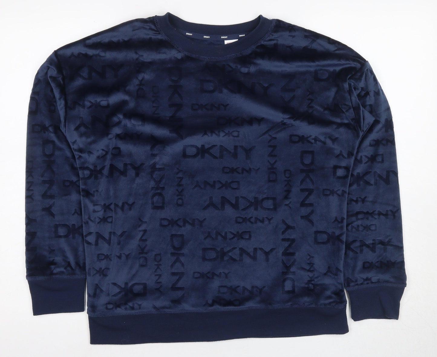 DKNY Women's Blue Logo Pullover Sweatshirt S