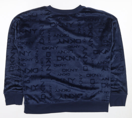 DKNY Women's Blue Logo Pullover Sweatshirt S