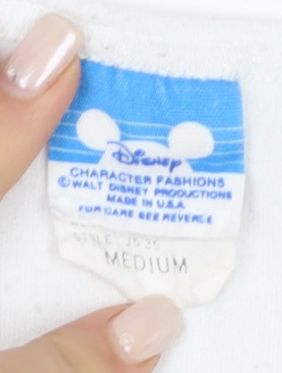 Disney Mickey Mouse Unisex White Blue Striped T-Shirt M