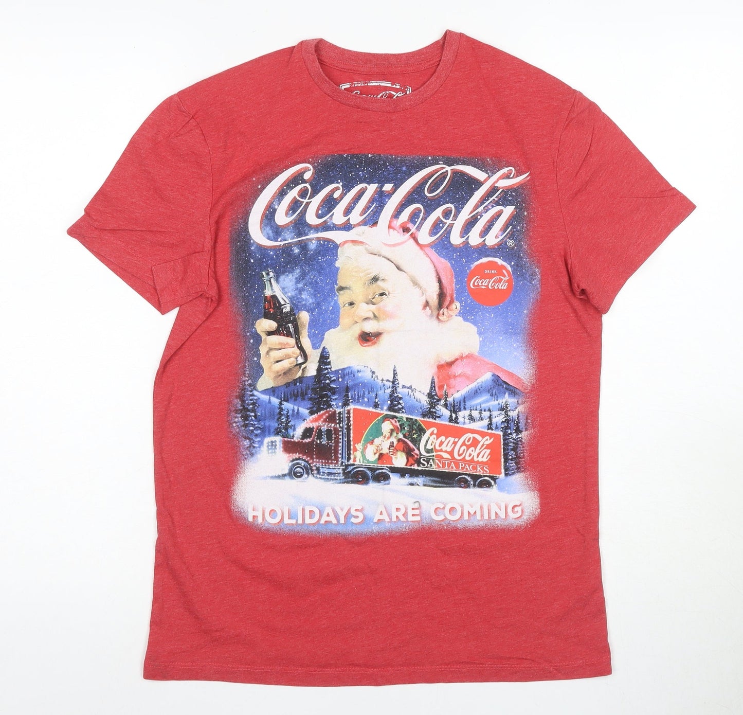 Coca-Cola Red Christmas T-Shirt, Unisex Adults, S, Festive Graphic