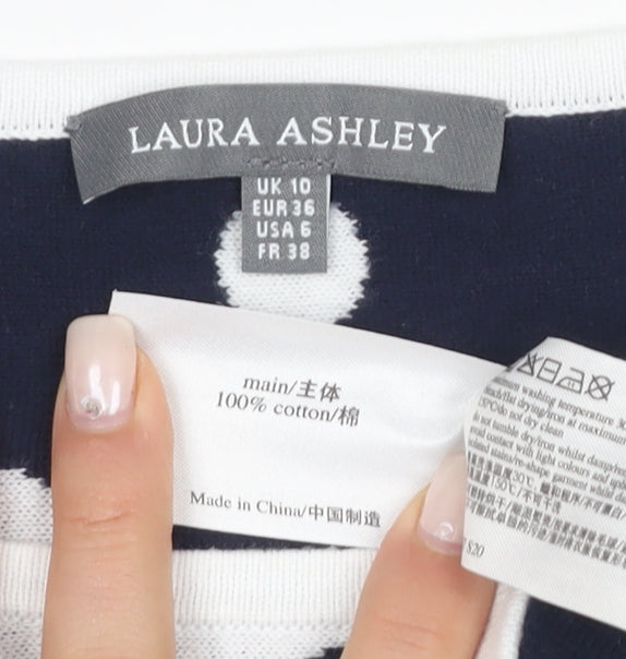 Laura Ashley Women's White Polka Dot Pullover Jumper