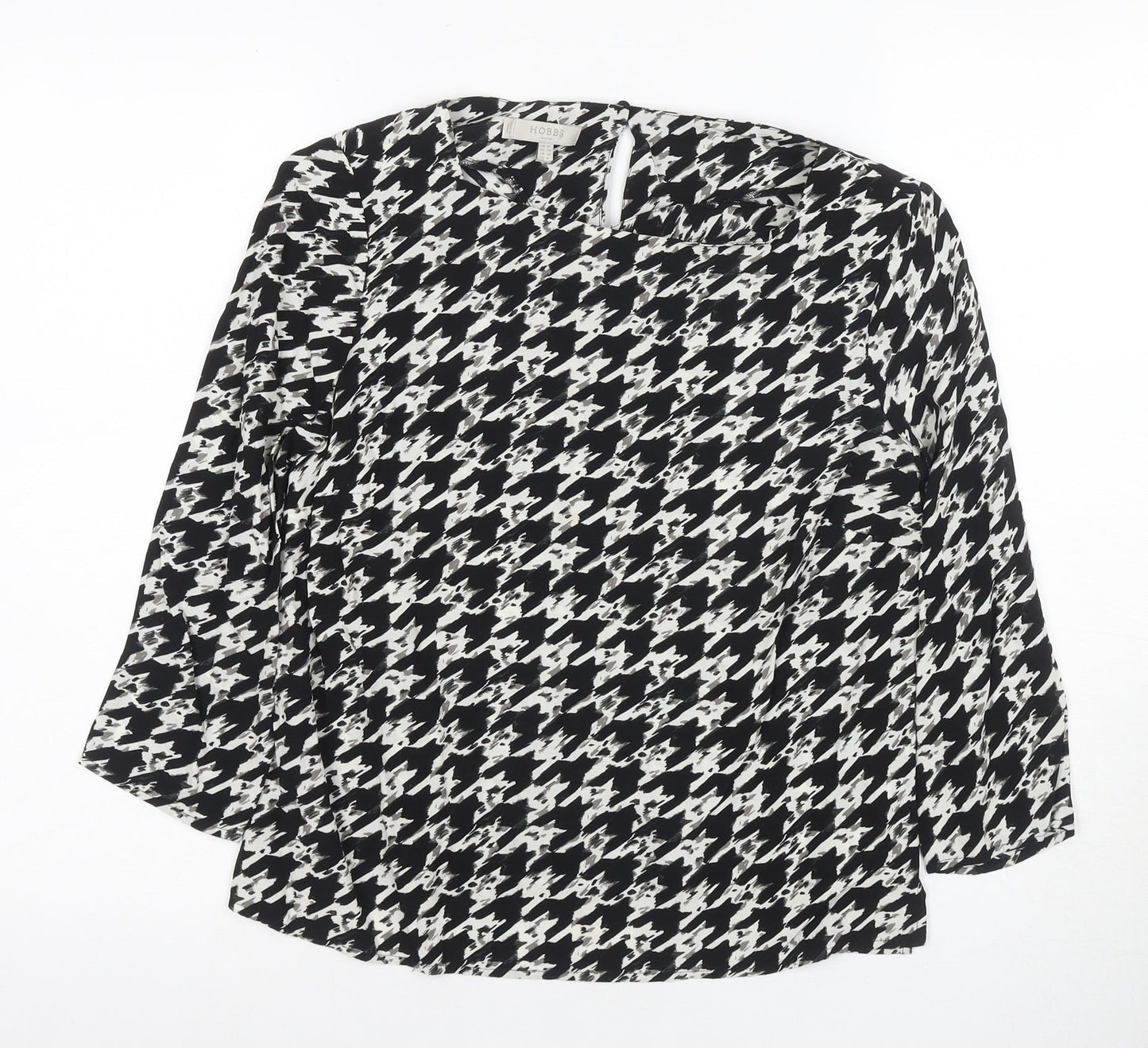 Hobbs Women's Black Houndstooth Top Size 10