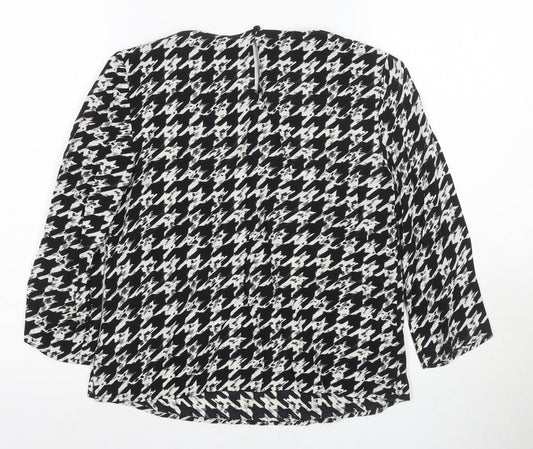 Hobbs Women's Black Houndstooth Top Size 10
