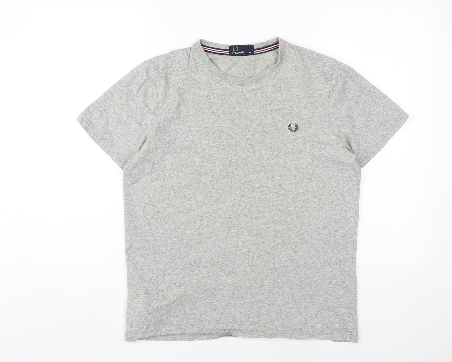 Fred Perry Men's Grey M Logo T-Shirt, Crew Neck