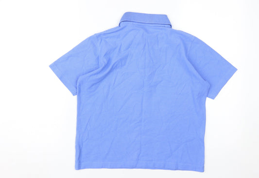 EWM Women Blue Polo Shirt 100% Cotton Size S