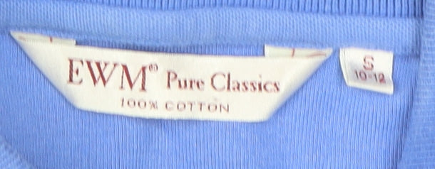 EWM Women Blue Polo Shirt 100% Cotton Size S