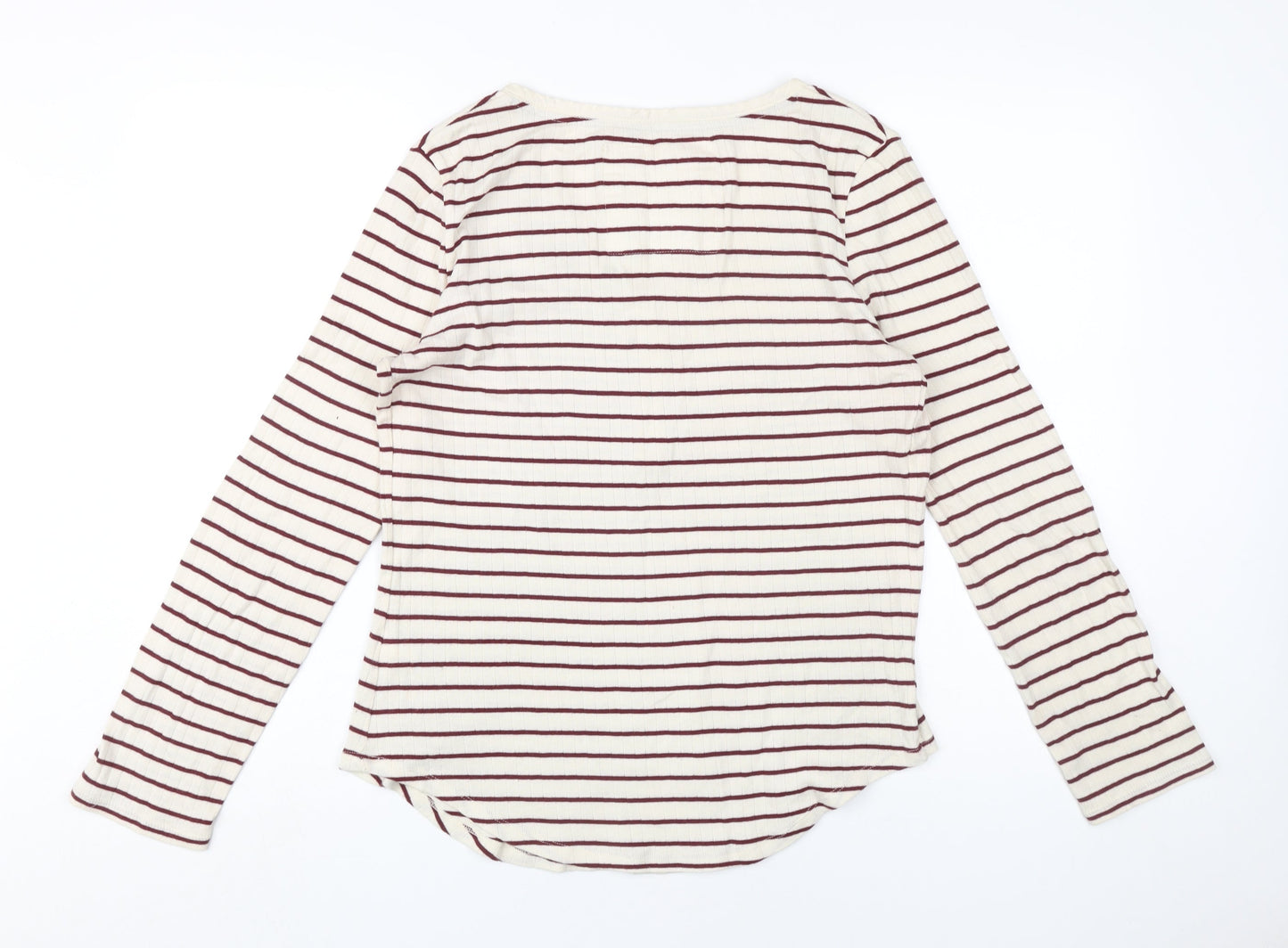 Falmer Heritage Women's White Striped Henley T-Shirt