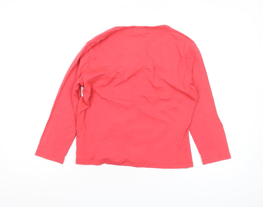Womens UK Size 4 Paul Costelloe Red Cotton T-Shirt