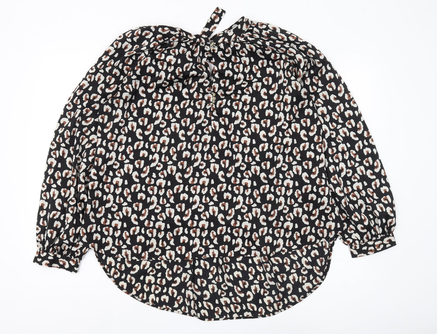 JACHS Girlfriend Women's Black XL Animal Print Blouse
