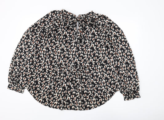 JACHS Girlfriend Women's Black XL Animal Print Blouse