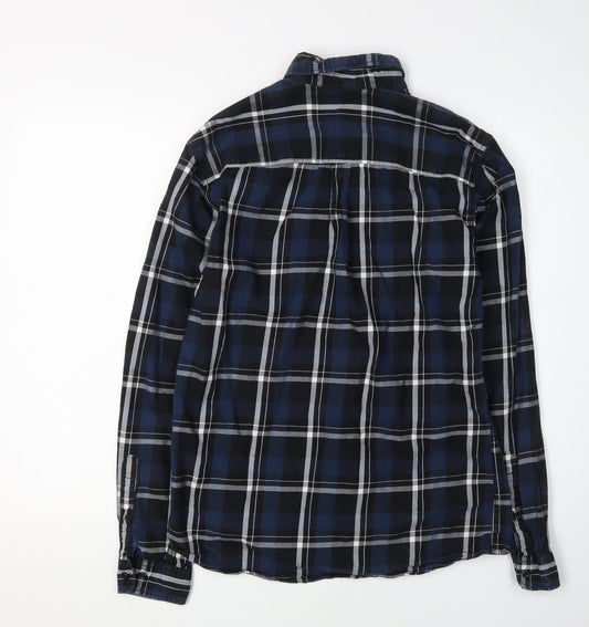 Jack & Jones Men's Blue Plaid Button-Up Shirt M