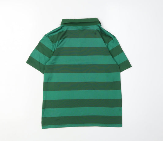 New Balance Boys Green Striped Polo Jersey L