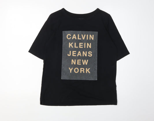 Calvin Womens Klein Black T-Shirt S Basic Style