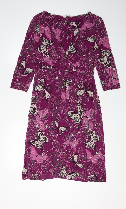 White Stuff Women's Purple Floral Wrap Dress Size 12