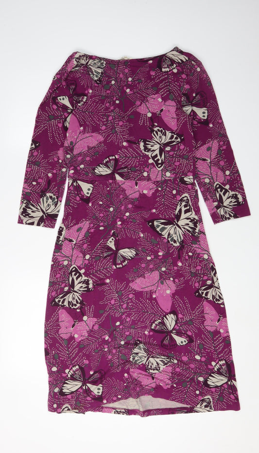 White Stuff Women's Purple Floral Wrap Dress Size 12