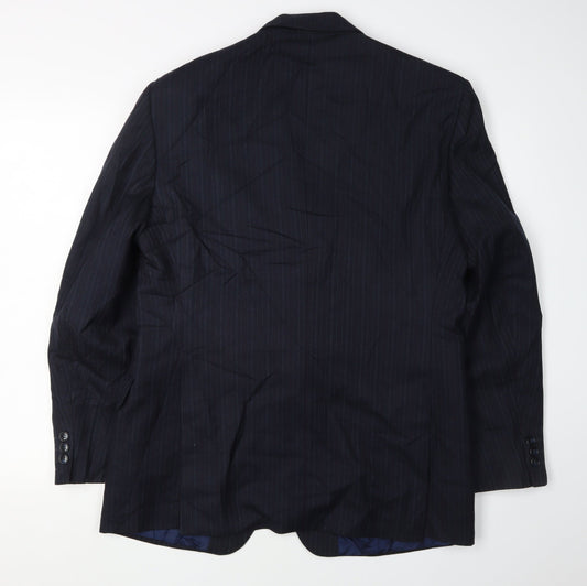 Magee Men's Blue Striped Blazer 40 Single-Breasted