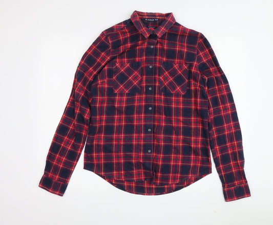 Superdry Women's Red Plaid Button-Up Shirt, S