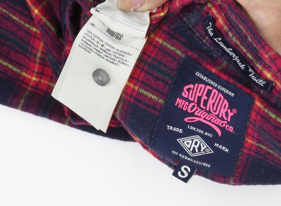 Superdry Women's Red Plaid Button-Up Shirt, S