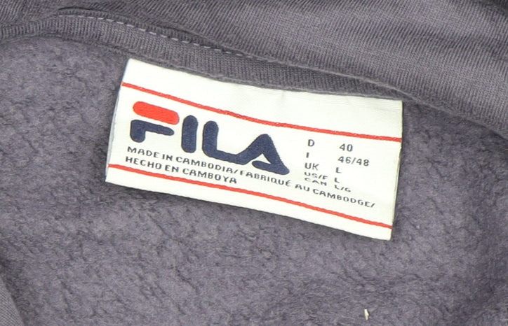 FILA Grey Men's Hoodie L Pullover with Logo