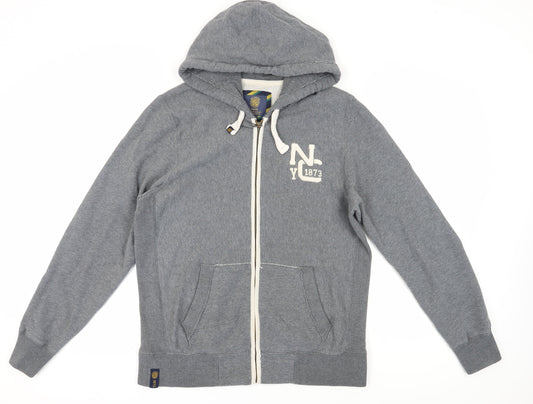 Additional front view of Lee Cooper Men's Grey Full Zip Hoodie L