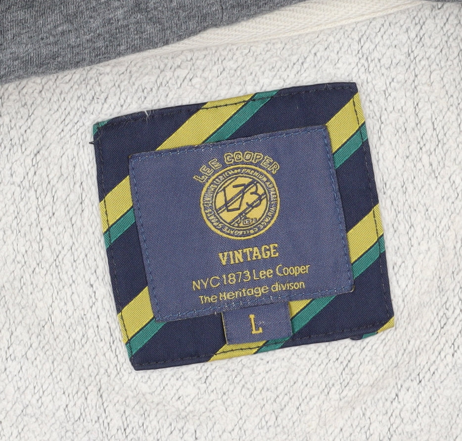 Close-up detail of Lee Cooper Men's Grey Full Zip Hoodie L