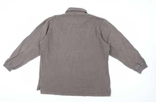 Racing Green Men's Brown Long Sleeve Polo Large