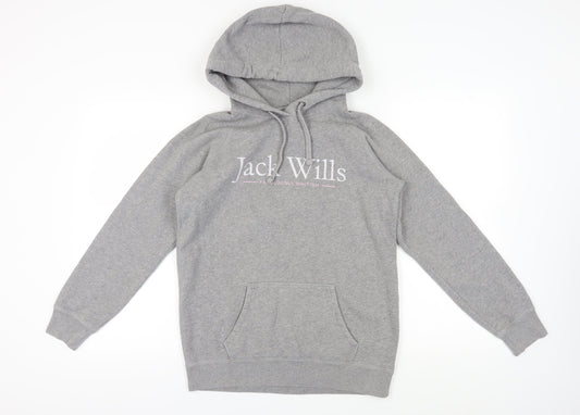 Womens UK 10 Regular Jack Wills Grey Pullover Hoodie