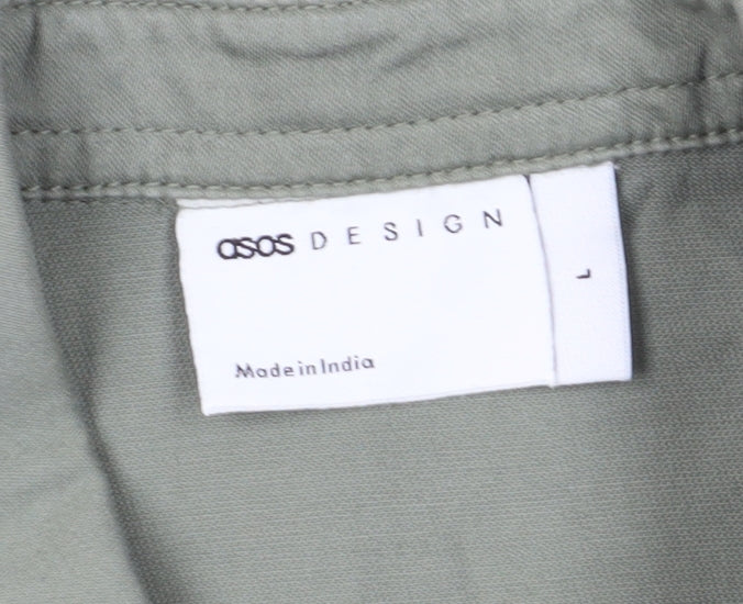Brand and care label for ASOS DESIGN Men's Green Long Sleeve Shirt