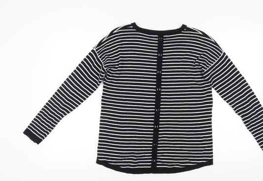 Paul Costelloe Women's Black Striped Pullover Jumper