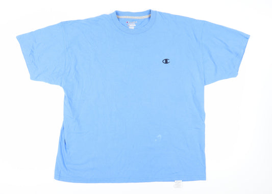 Champion Men's Blue 2XL Crew Neck T-Shirt, Logo Accent