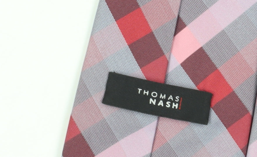 Brand and care label for Thomas Nash Men's Multicoloured Plaid Tie